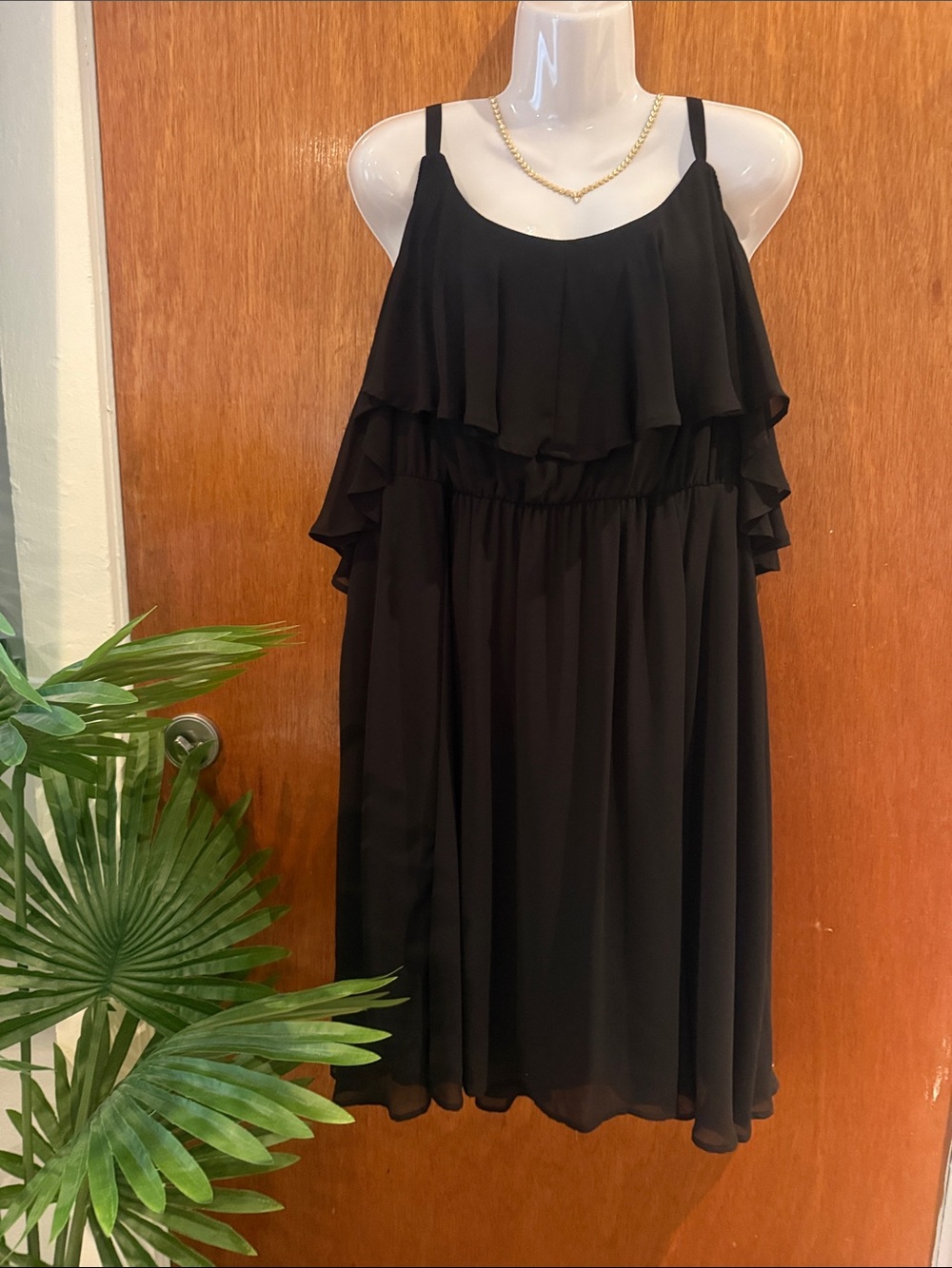 torrid Black Ruffle Tiered Spaghetti-Strap Midi Dress